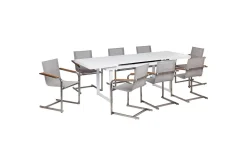 Matsalsset Valcanetto/Cosoleto Vit/Beige/Silver, 8-Sits