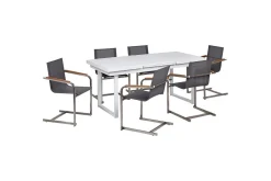 Matsalsset Valcanetto/Cosoleto Vit/Grå/Silver, 6-Sits