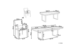 Matsalsset Valcanetto/Grosseto Vit/Grå/Silver, 6-Sits