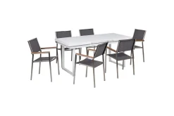 Matsalsset Valcanetto/Grosseto Vit/Grå/Silver, 6-Sits