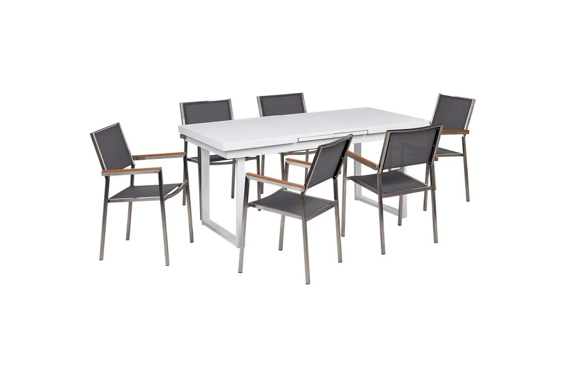 Matsalsset Valcanetto/Grosseto Vit/Grå/Silver, 6-Sits
