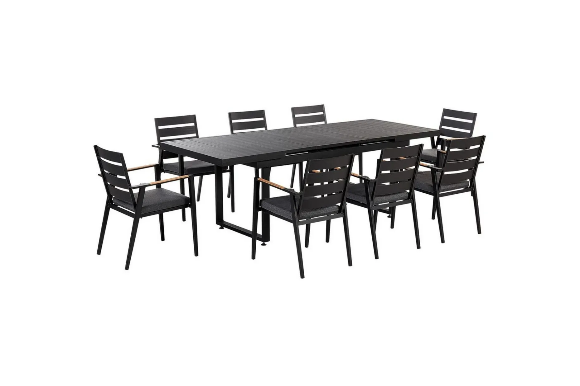 Matsalsset Valcanetto/Taviano Svart/grått/ljust trä, 8-Sits