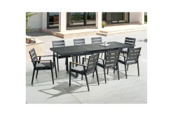 Matsalsset Valcanetto/Taviano Svart/grått/ljust trä, 8-Sits