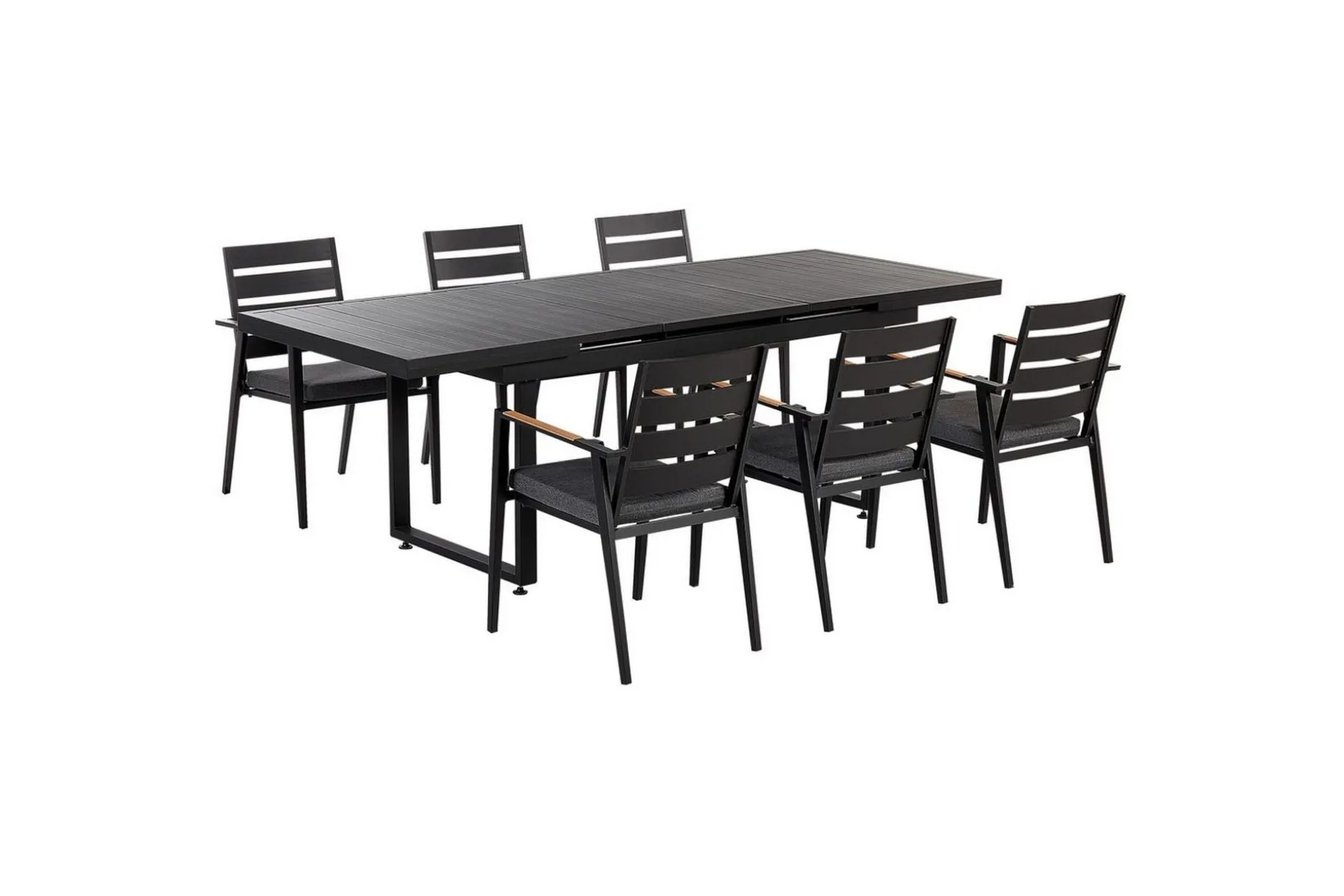 Matsalsset Valcanetto/Taviano Svart/grått/ljust trä, 6-Sits