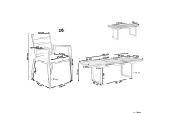 Matsalsset Valcanetto/Taviano Svart/grått/ljust trä, 6-Sits