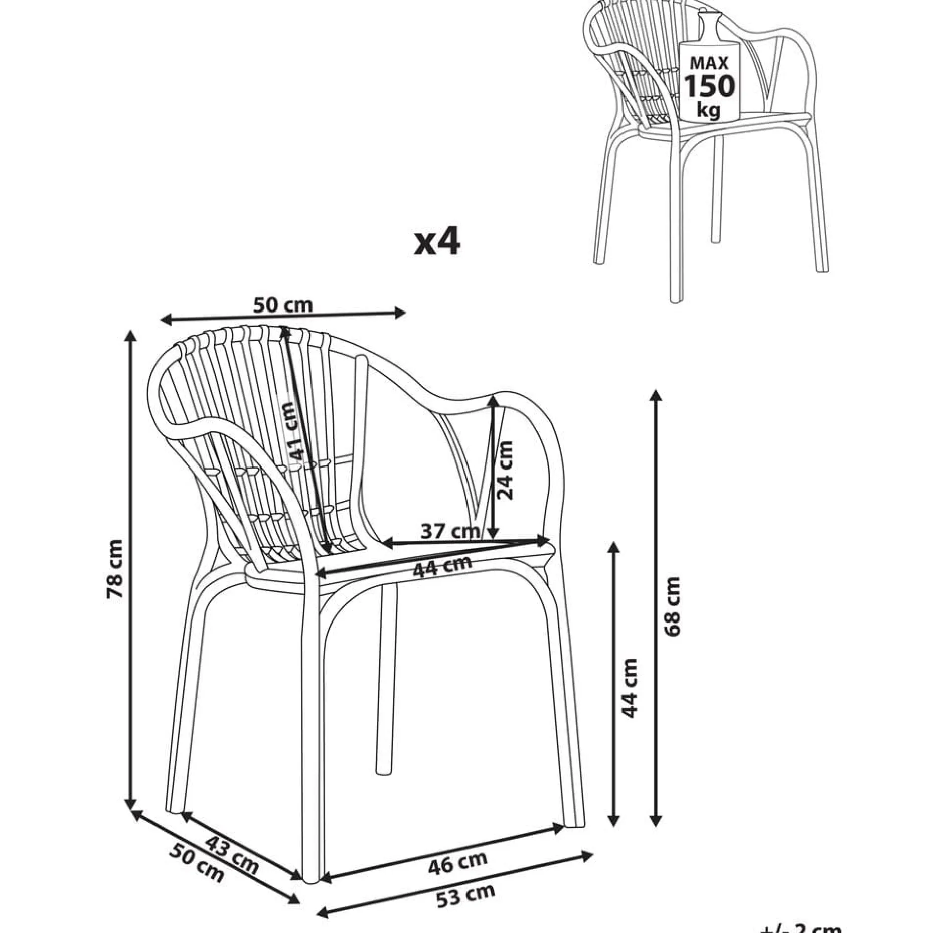 Matstol Andora 4-pack