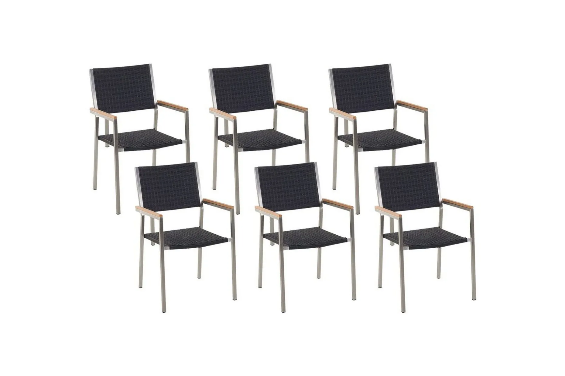 Matstol Grosseto set om 6 Svart/Silver
