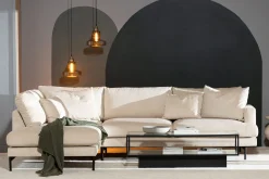Menard 4-sits Vänstervänd L-formad Schäslongsoffa + Fotpall i Manchester