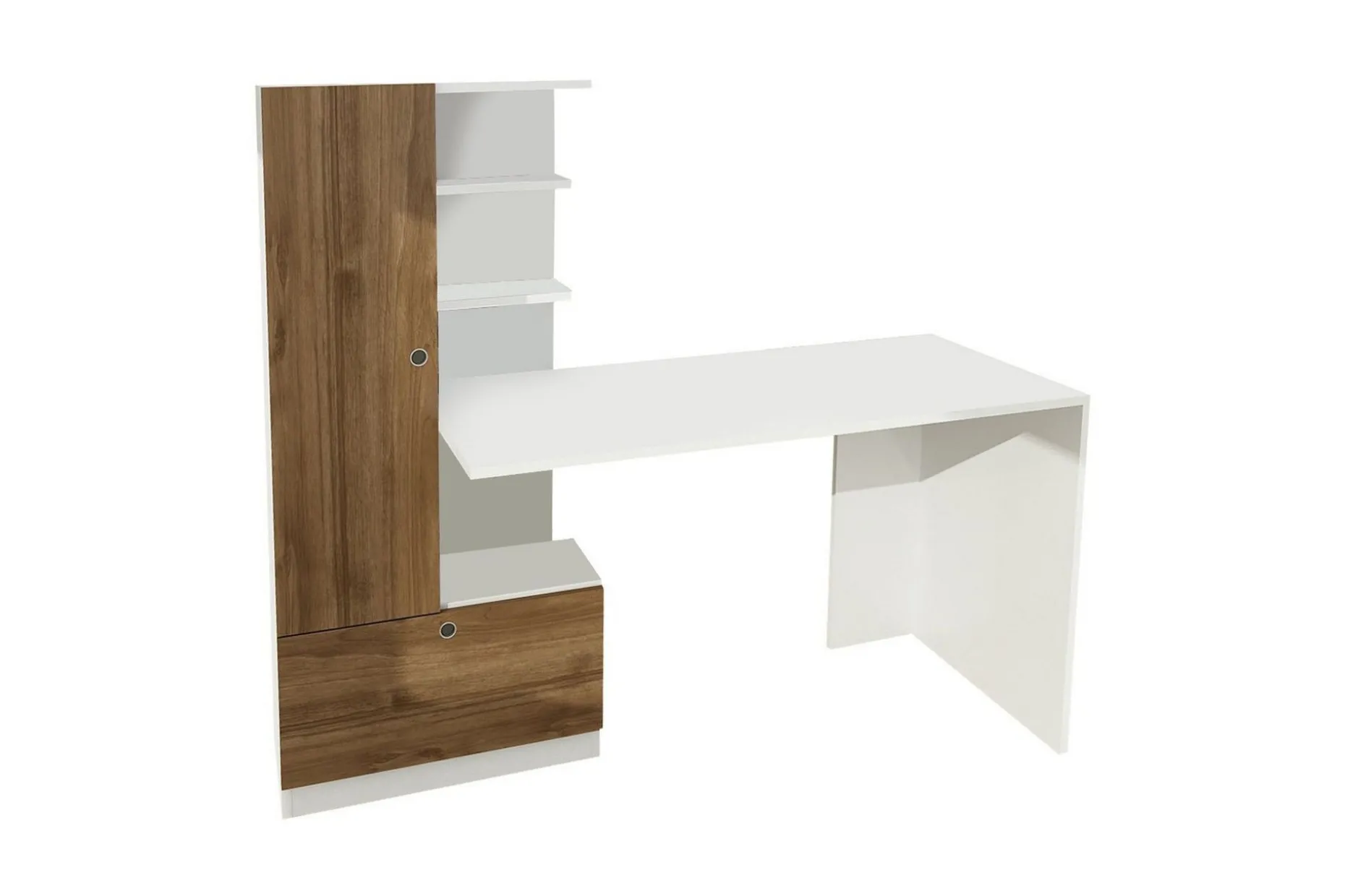 Merinoz Skrivbord 120 cm med Förvaring Hyllor + Låda + Skåp