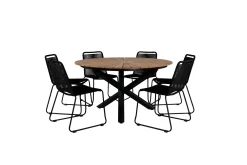 Mexico Matgrupp Utomhus Rund Ø140cm + 6 Lindos Stapelbara Matstolar