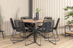 Mexico Matgrupp Utomhus Rund Ø140cm + 6 Lindos Stapelbara Matstolar