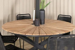 Mexico Matgrupp Utomhus Rund Ø140cm + 6 Lindos Stapelbara Matstolar