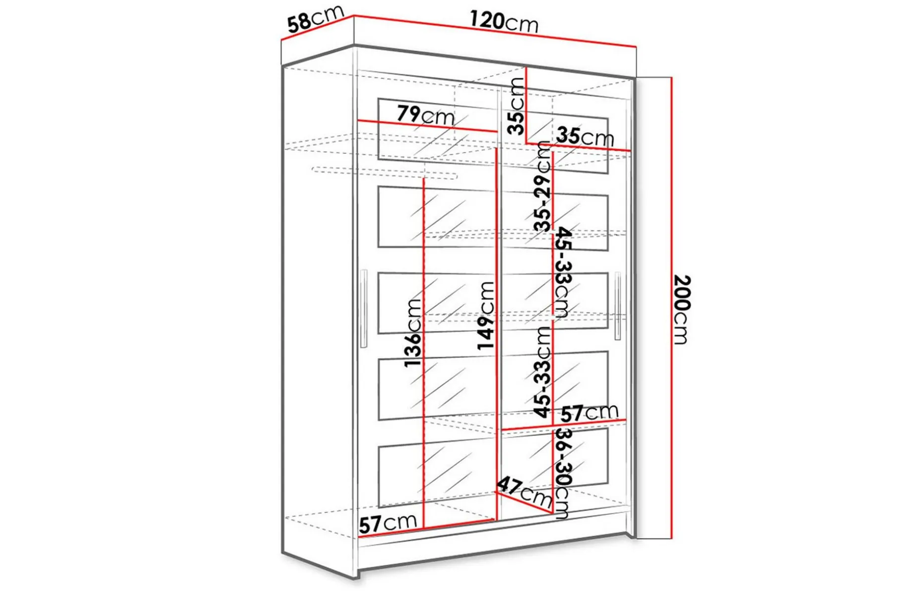 Miami Garderob 120x58x200 cm