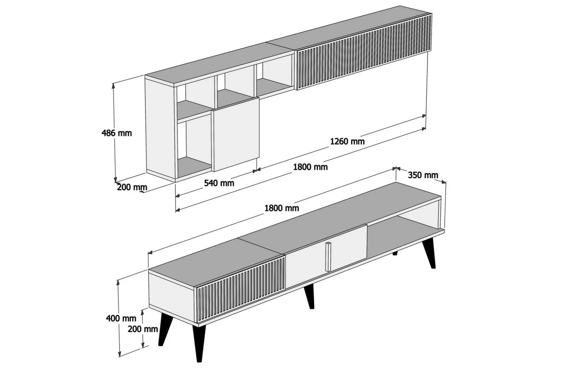Millay TV-Möbelset 180 cm