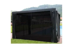 Mirador Paviljong 3x3x2,5 m med väggar Mörkgrå