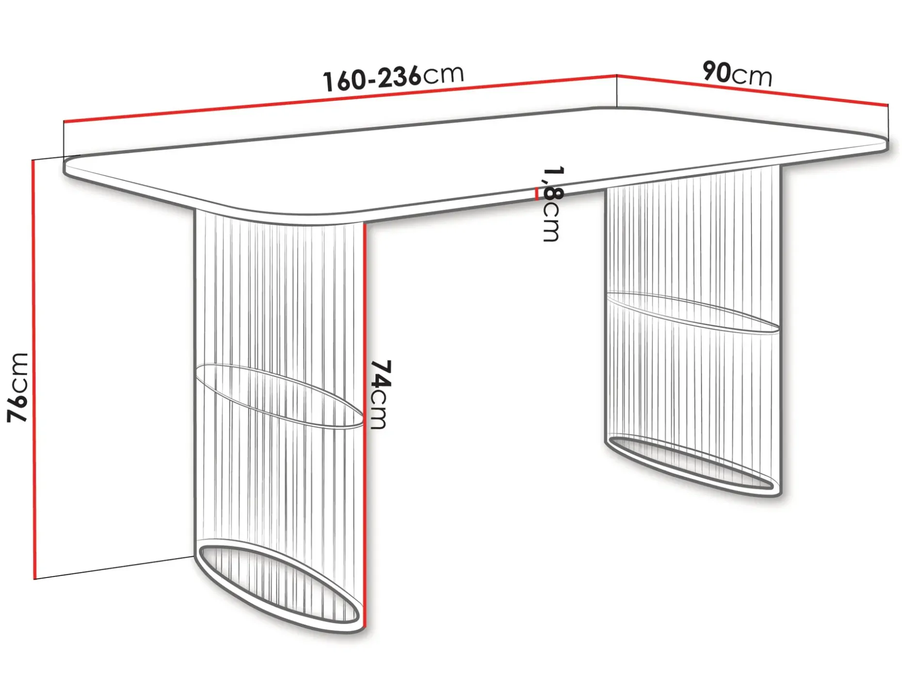 Mirion Matbord förlängningsbart 160-236 cm