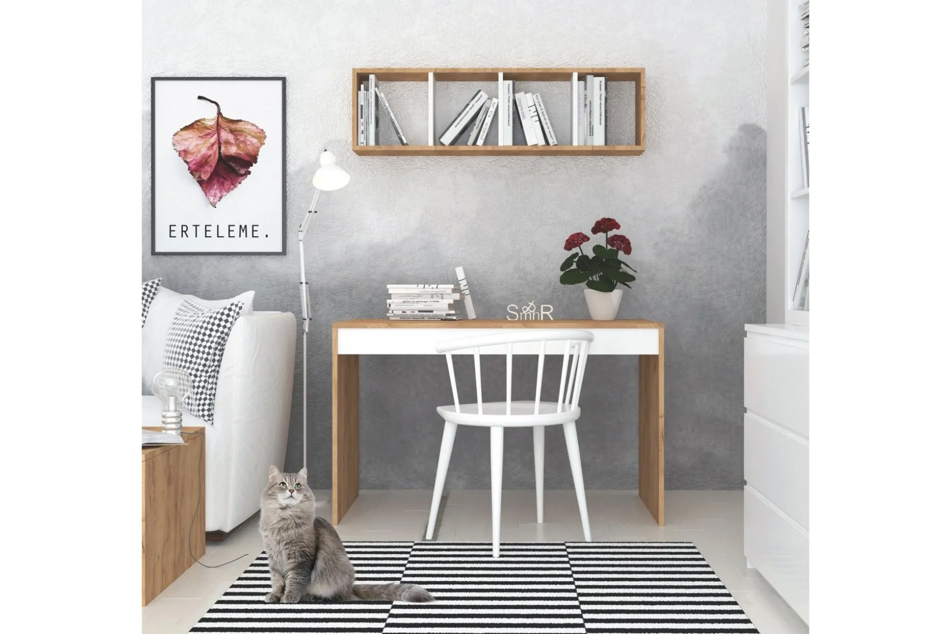 Mod Design Skrivbord 120 cm med Förvaring Vägghylla