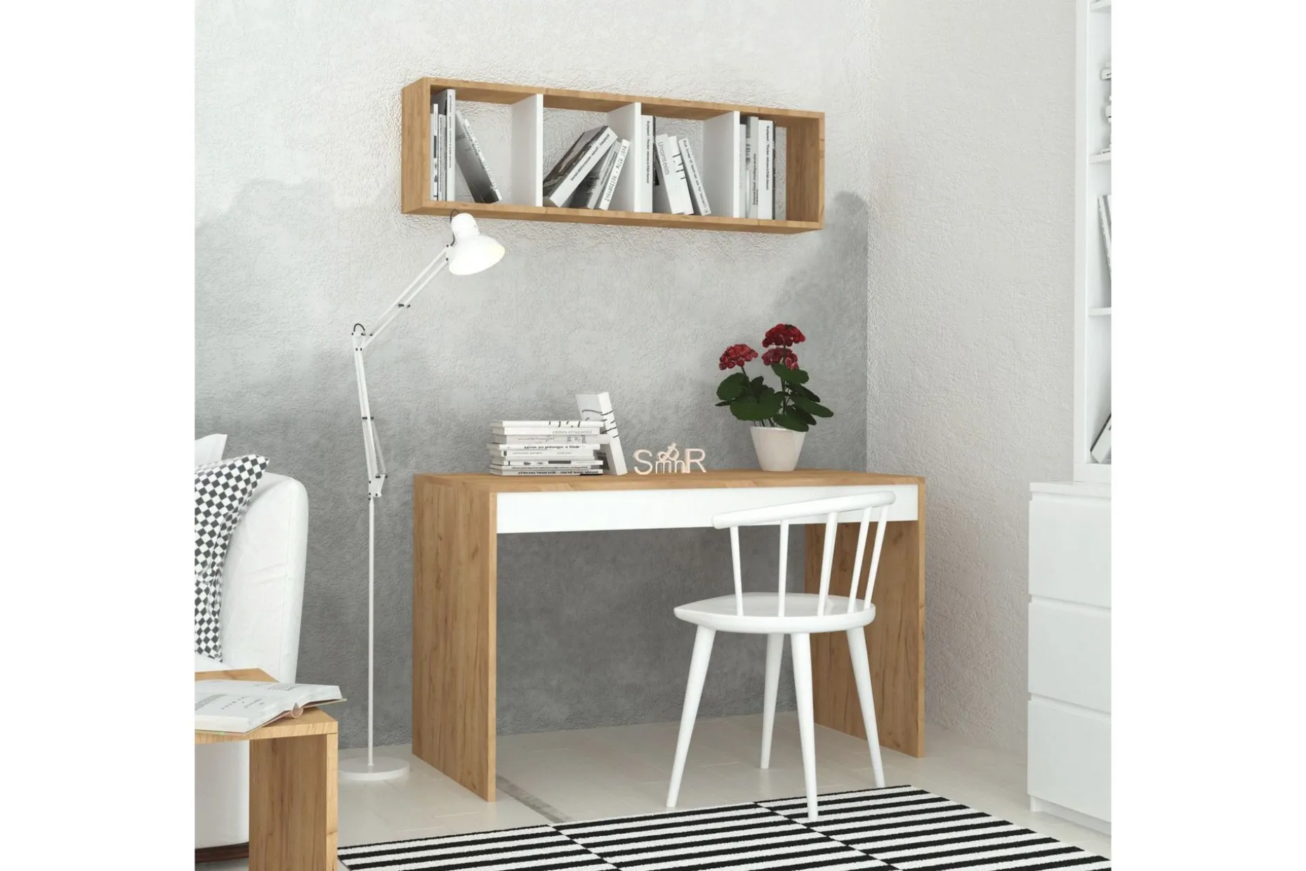 Mod Design Skrivbord 120 cm med Förvaring Vägghylla
