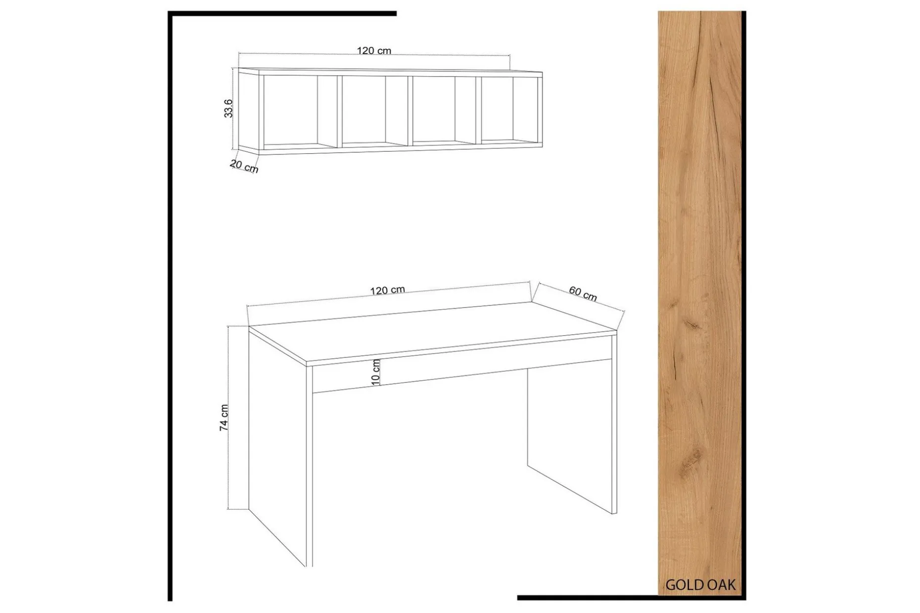 Mod Design Skrivbord 120 cm med Förvaring Vägghylla