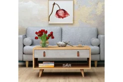 Mod Design Soffbord 80 cm med Förvaring Låda + Hylla Läderbe