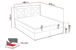 Moden Kontinentalsäng 140x215cm LED-belysning