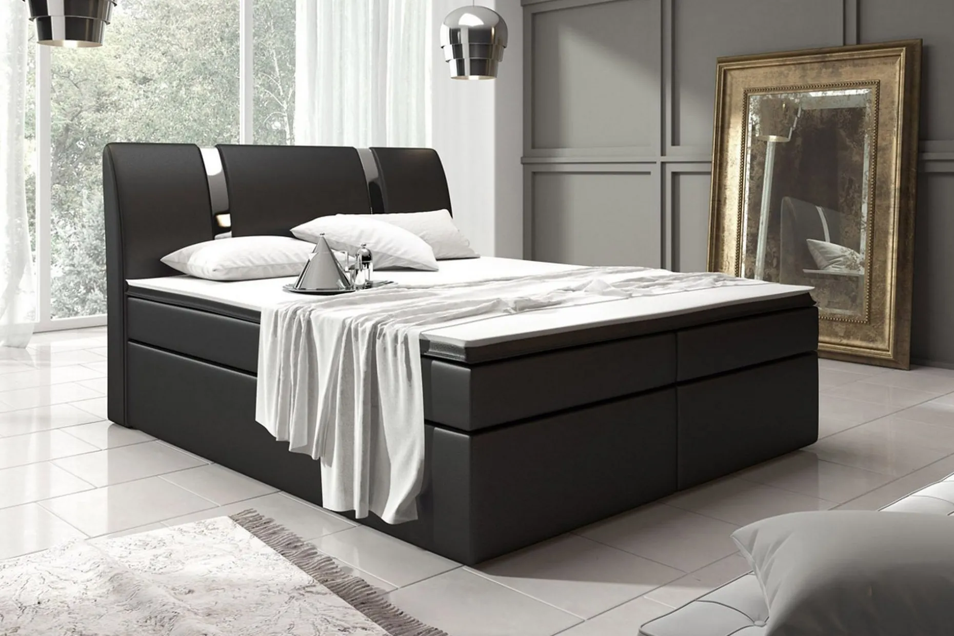 Modena Sängpaket 160x200 med Förvaring Slät Gavel
