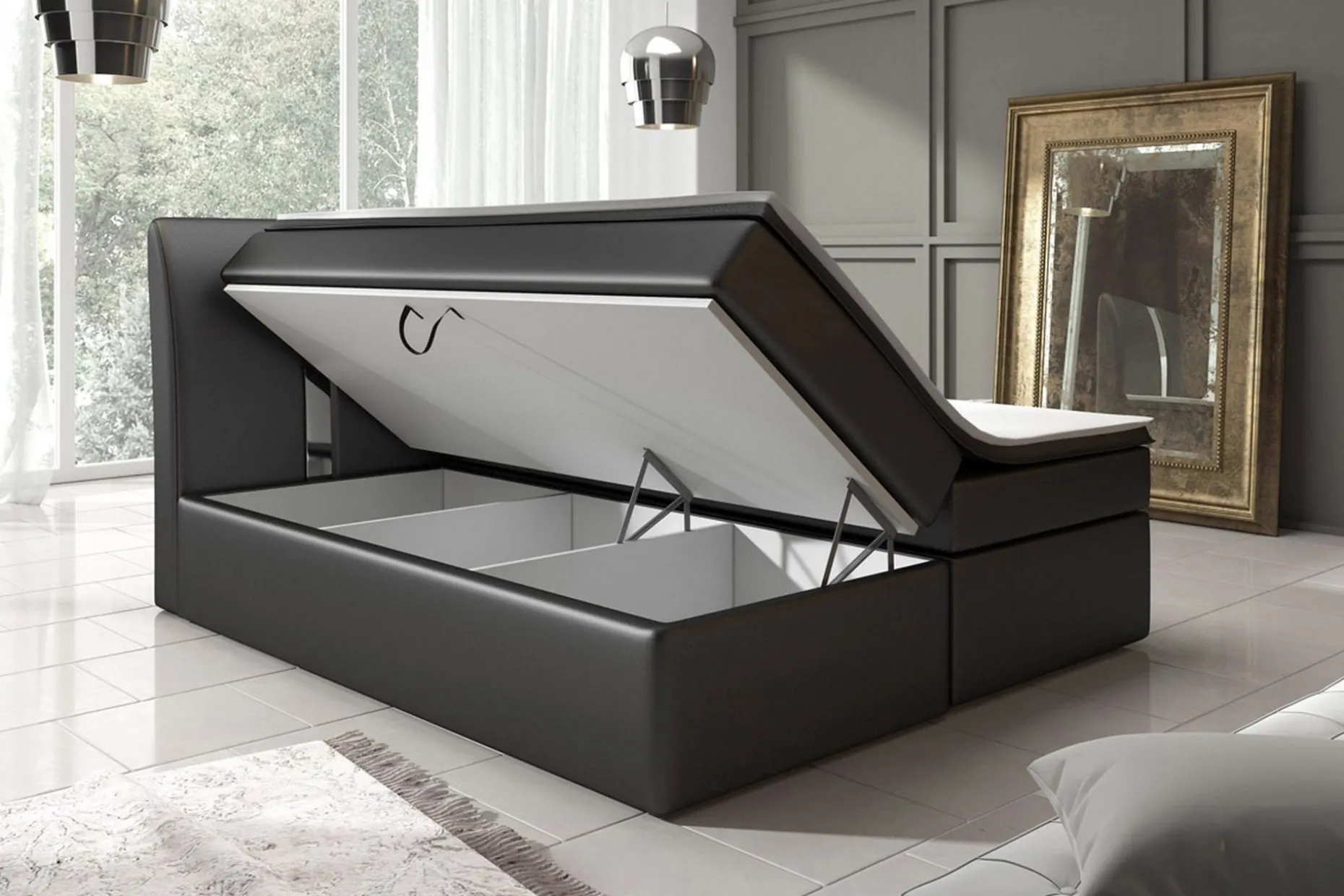Modena Sängpaket 160x200 med Förvaring Slät Gavel