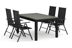 Monaco utomhus matgrupp förlängningsbart 150-250x90 med 4 Maggie positionsstolar
