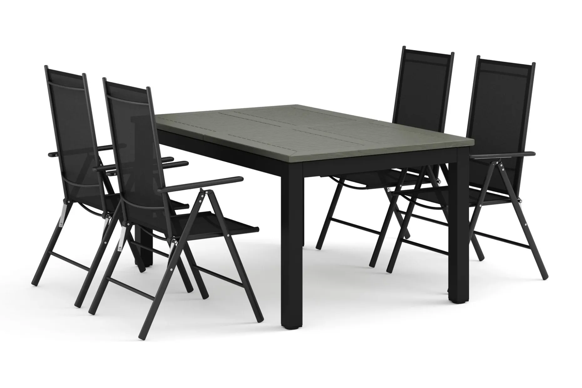 Monaco utomhus matgrupp förlängningsbart 150-250x90 med 4 Maggie positionsstolar