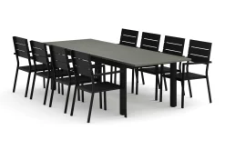 Monaco utomhus matgrupp förlängningsbart 210/310x90 med 8 Tunis stapelstolar