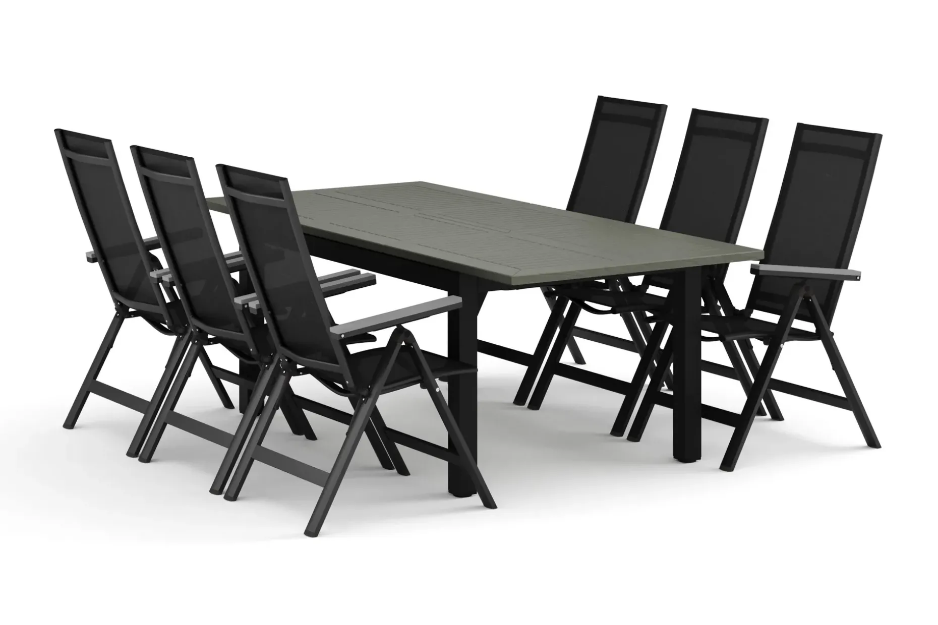 Monaco utomhus matgrupp förlängningsbart 150-250x90 med 6 Monaco Light positionsstolar