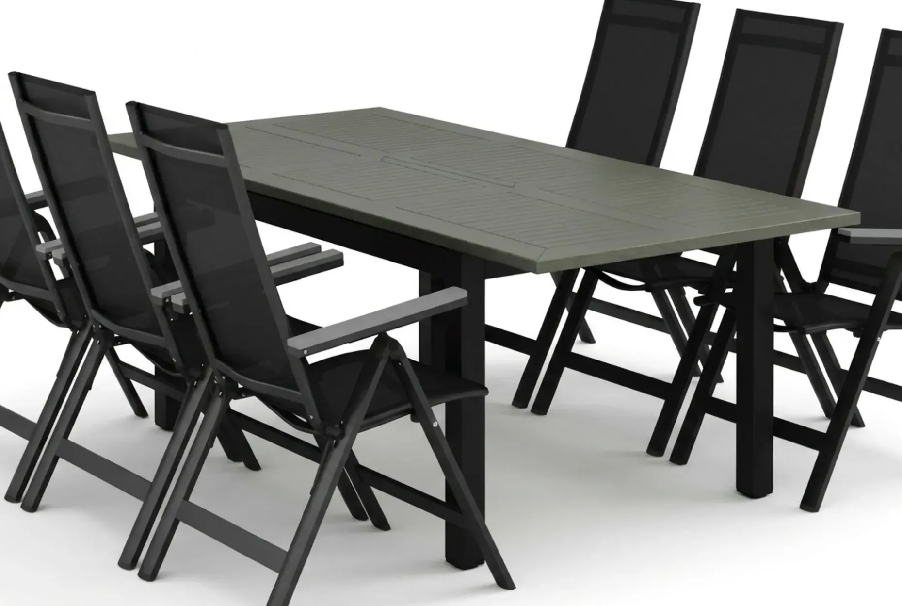 Monaco utomhus matgrupp förlängningsbart 150-250x90 med 6 Monaco Light positionsstolar
