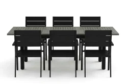 Monaco utomhus matgrupp förlängningsbart 150-250x90 med 6 Tunis stapelstolar