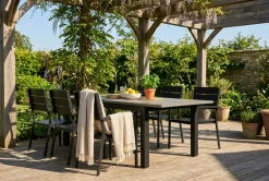 Monaco utomhus matgrupp förlängningsbart 150-250x90 med 6 Tunis stapelstolar