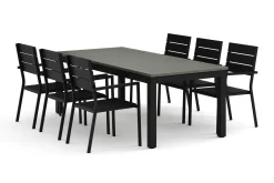 Monaco utomhus matgrupp förlängningsbart 210/310x90 med 6 Tunis stapelstolar
