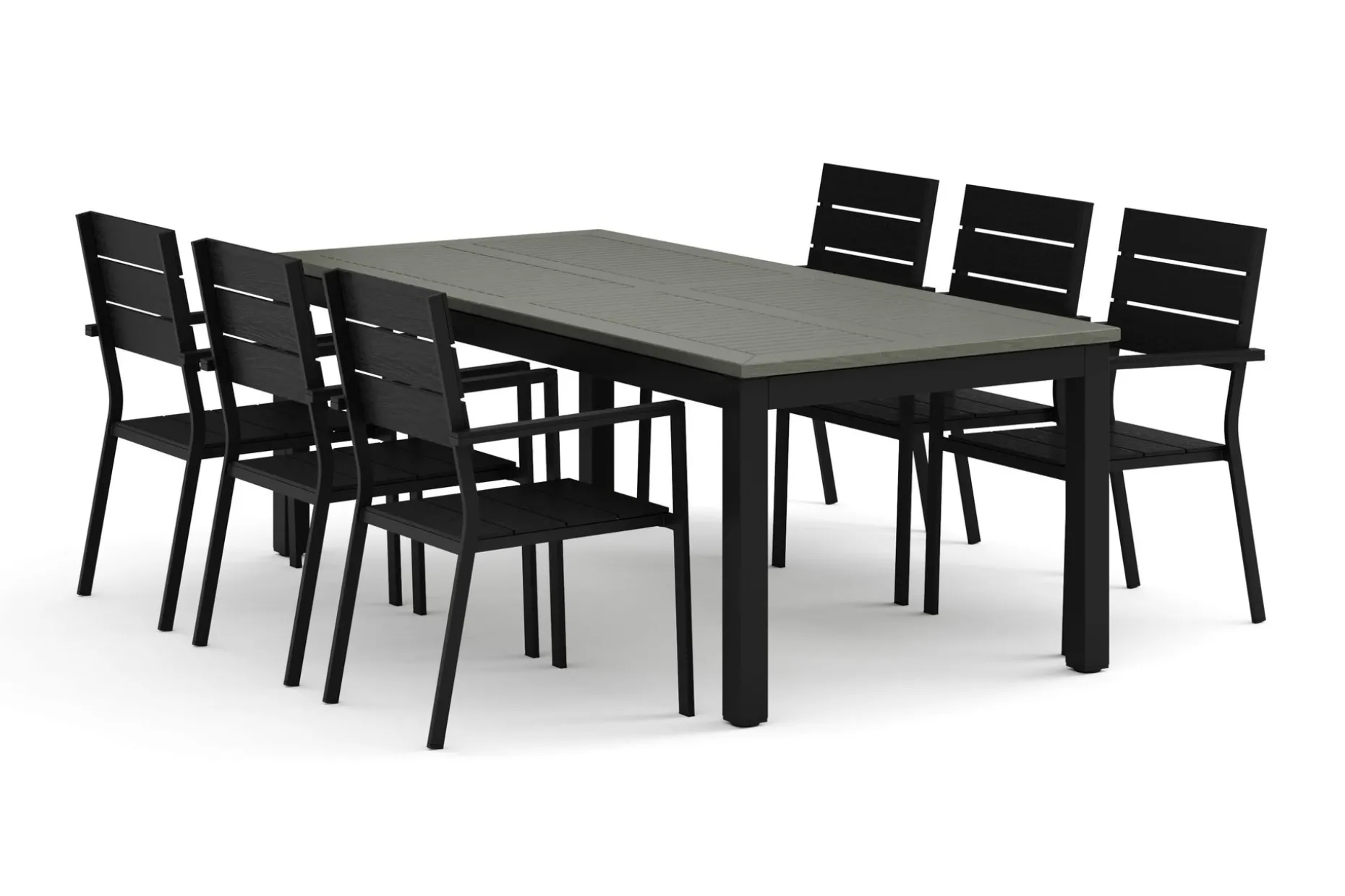 Monaco utomhus matgrupp förlängningsbart 210/310x90 med 6 Tunis stapelstolar