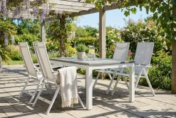 Monaco utomhus matgrupp förlängningsbart 150-250x90 med 4 Monaco Light positionsstolar