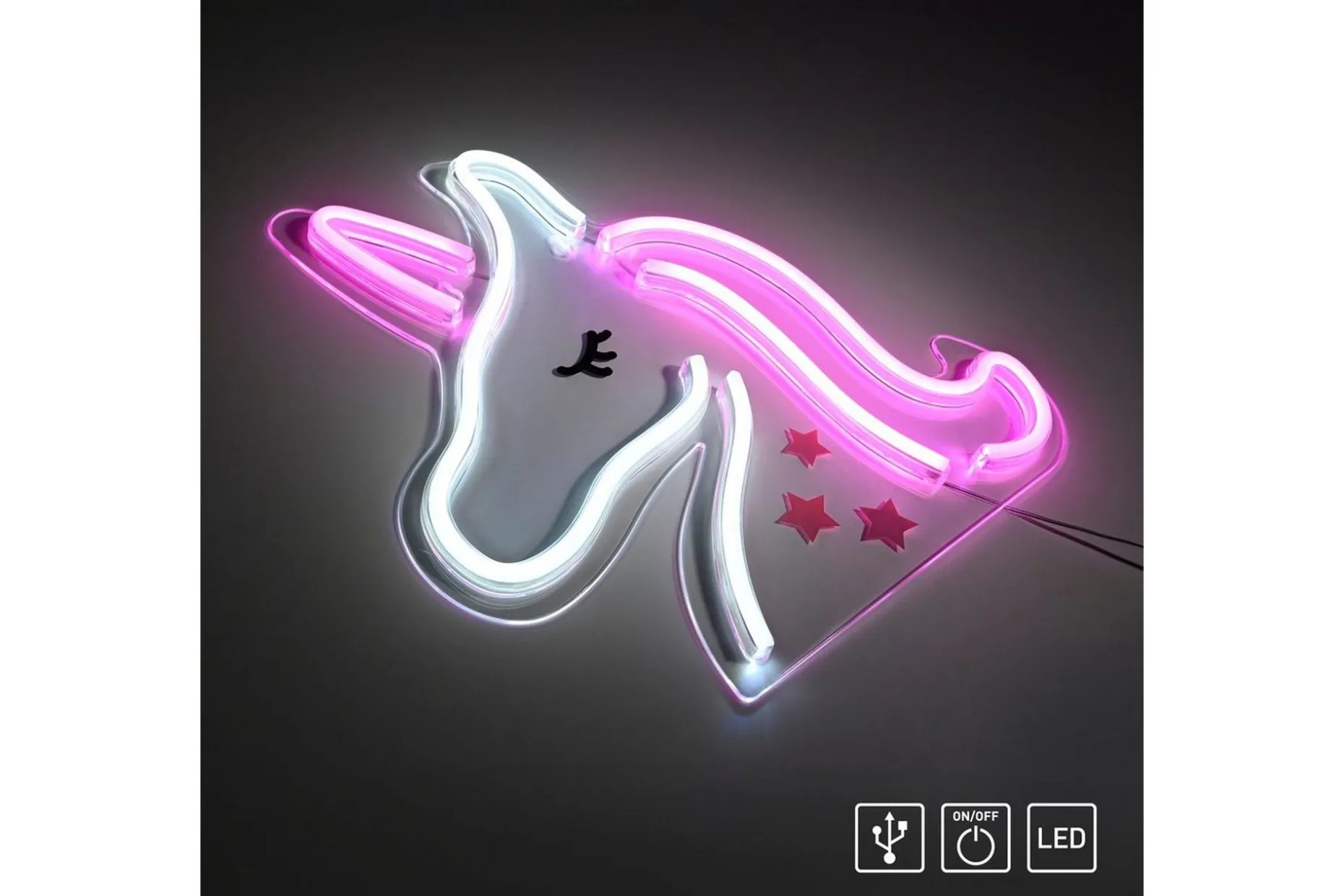 Neon-Enhörning Just Light Dekorationslampa