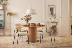 Noira Matbord 120 cm Massiv Valnöt Runt med 4st Gemmiano Mat