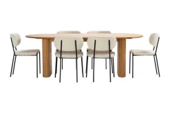 Noira Matbord 220 cm Massiv Ek med 6st Gemmiano Matstol