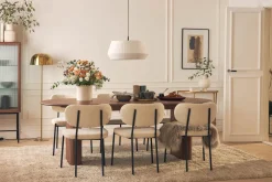 Noira Matbord 220 cm Massiv Valnöt med 6st Gemmiano Matstol