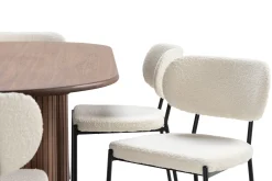 Noira Matbord 220 cm Massiv Valnöt med 6st Gemmiano Matstol