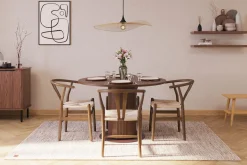 Noira Matgrupp 120 cm Massiv Valnöt Rund med 4 Dastoori Matstol - 2220070-4,2098428-1