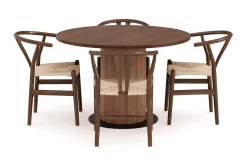 Noira Matgrupp 120 cm Massiv Valnöt Rund med 4 Dastoori Matstol - 2220070-4,2098428-1