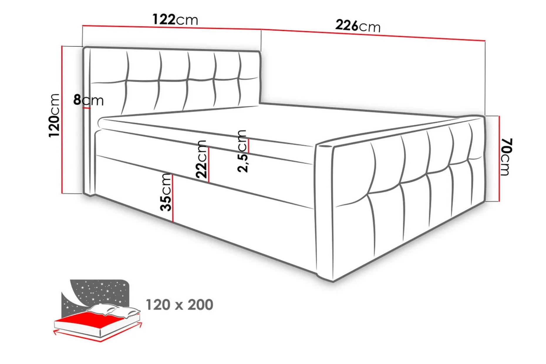Norrbacksjö Kontinentalsäng 120x200 cm
