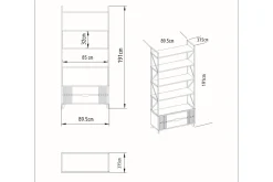 Ocotla Bokhylla 89x35 cm 5 Hyllor