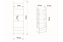 Ocotla Bokhylla 60x35 cm 5 Hyllor