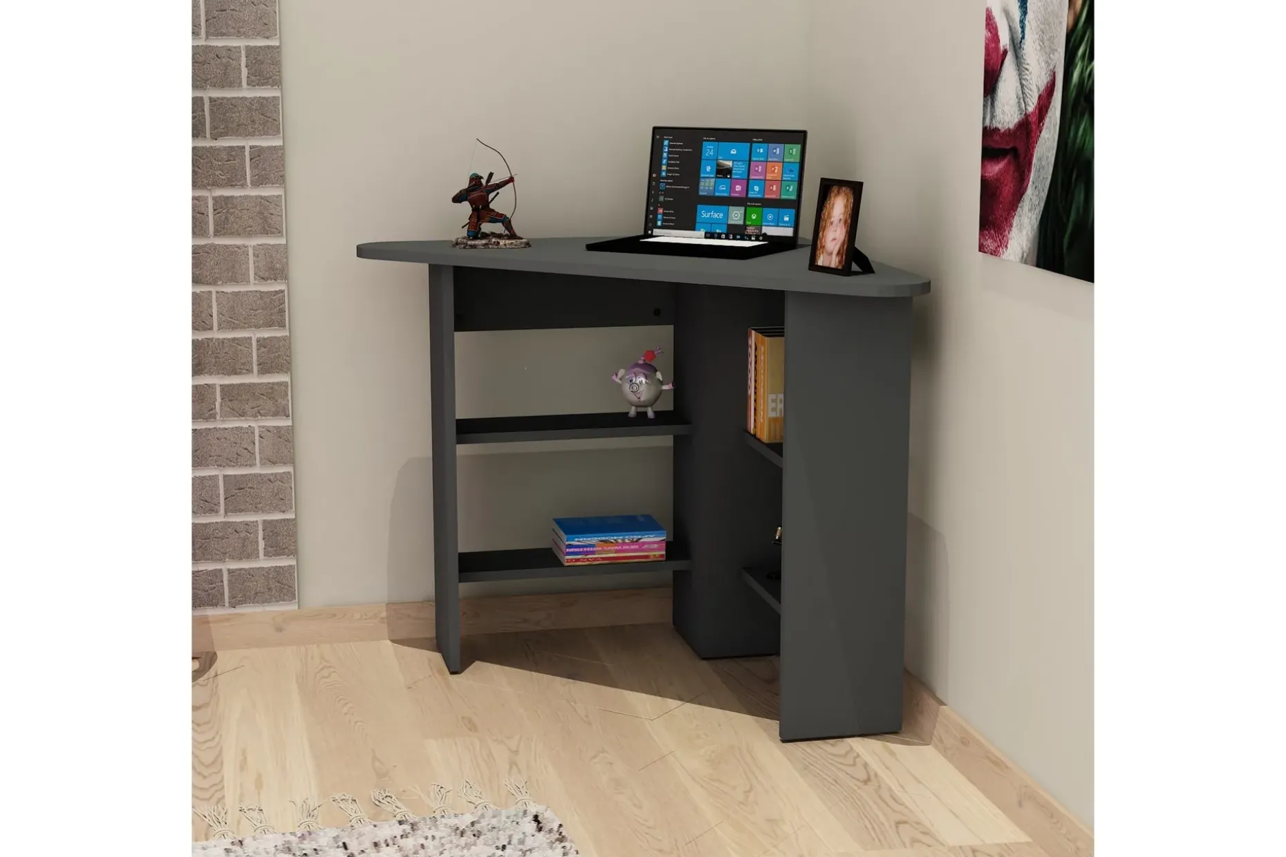 Oderzo Hörnskrivbord 80 cm med Förvaring Hyllor