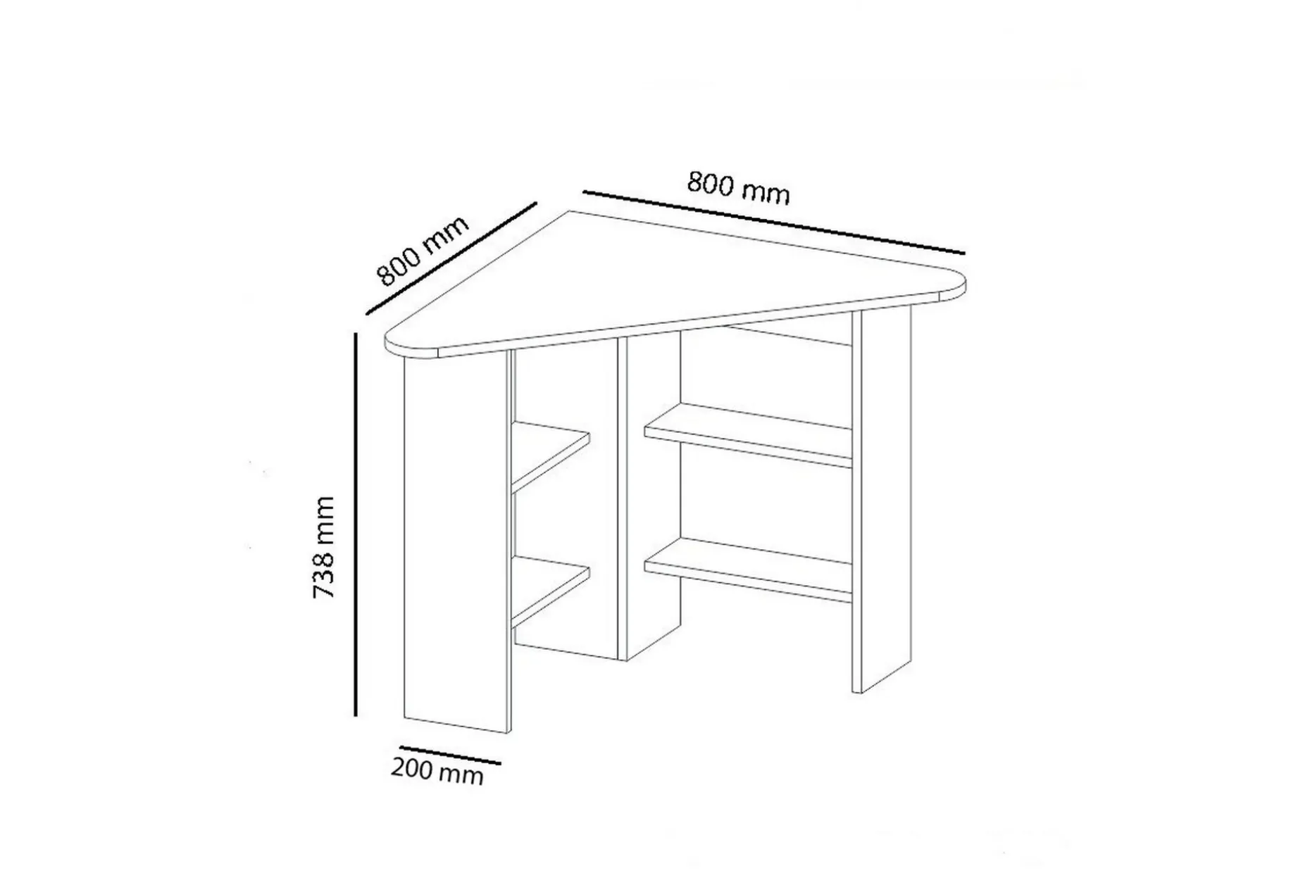 Oderzo Hörnskrivbord 80 cm med Förvaring Hyllor