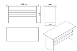 Okani Skrivbord 140 cm med Förvaring och Fotpall
